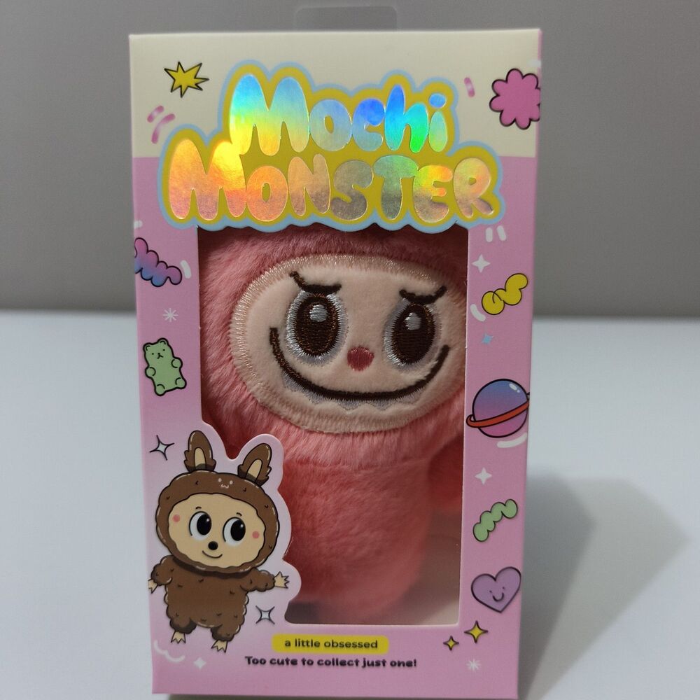 5" Mochi Monster A Little Obsessed Plush Charm Collectible Keychain Dark Pink